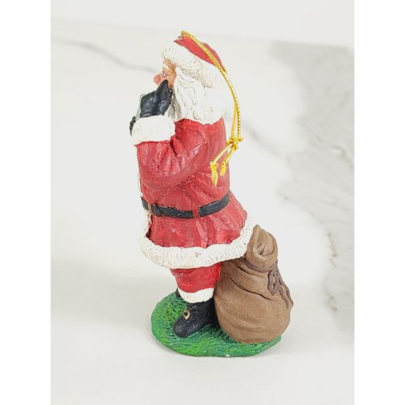 Santa Clause Gift Bag Ornament Figurine 3 1/4" Christmas 80's Holiday Vinatge - Picture 4 of 12